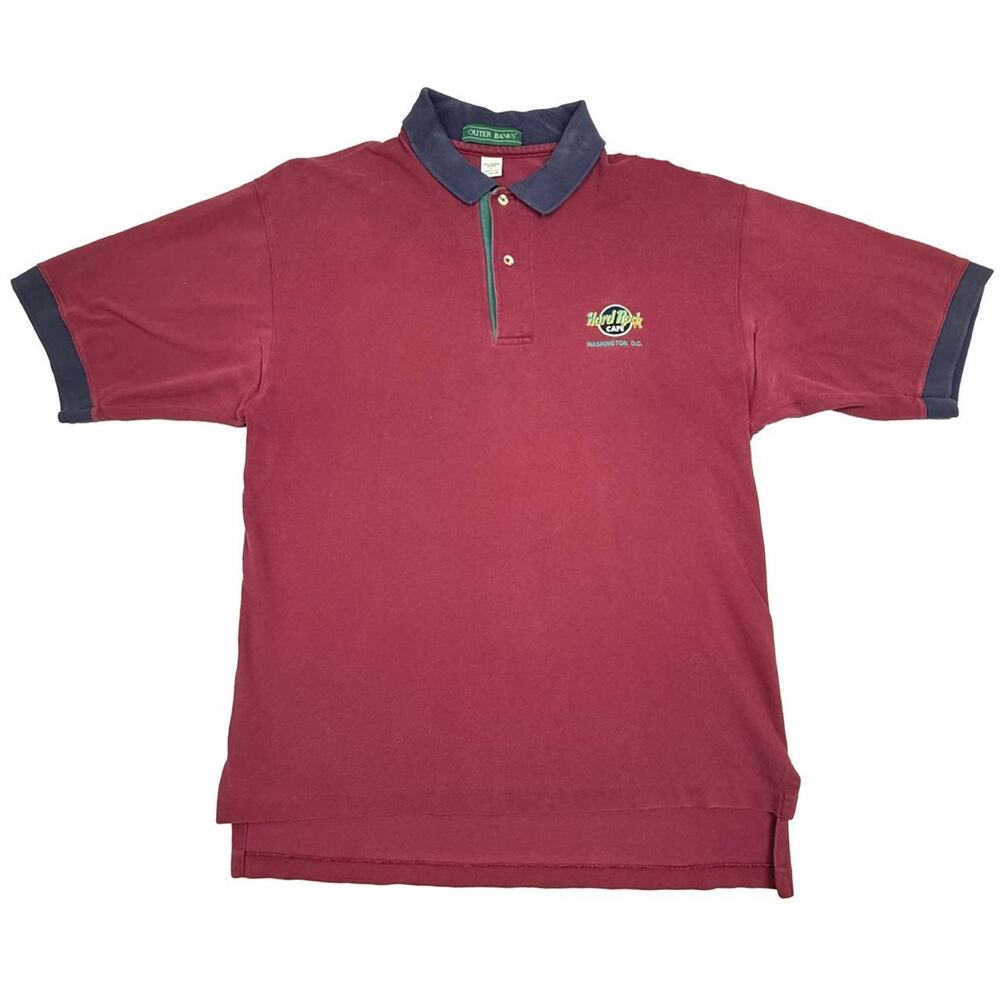 Vintage Hard Rock Cafe Polo Shirt Washington DC Large USA Made 90s